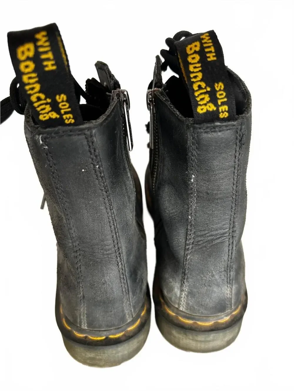 Distressed Dr. Martens Front Zip Combat Boots Men’s 9 Biker